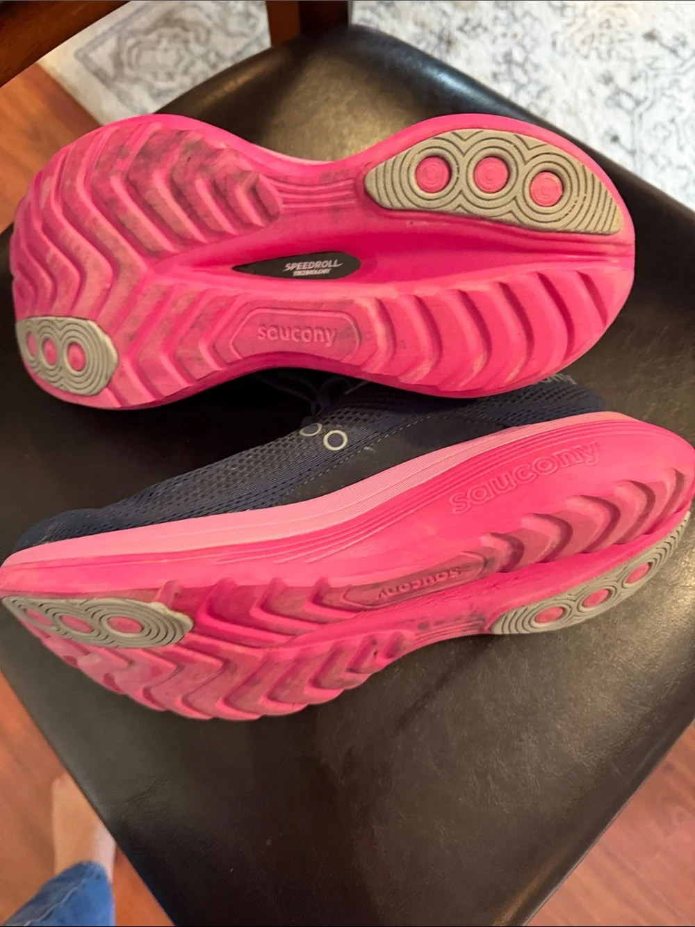 Saucony Women's Navy with Pink Midsole Running Sneakers